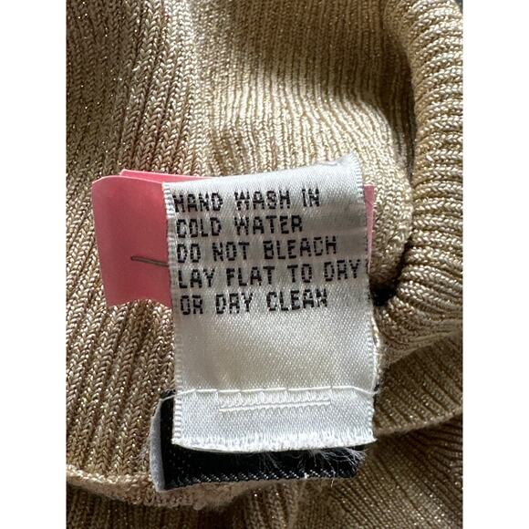 VTG Y2K Cache Gold Rhinestone Turtleneck Tunic M City Nights Holiday New Years - Picture 11 of 15